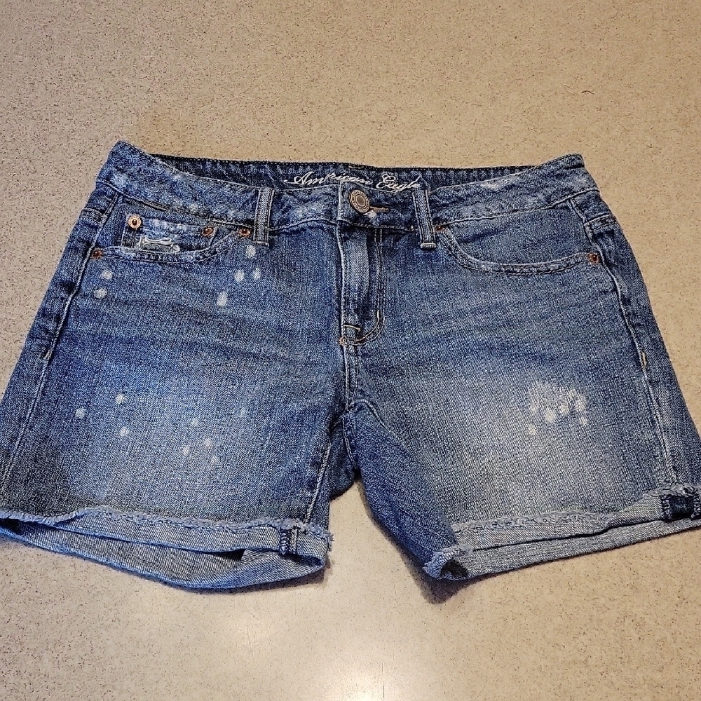American Eagle Outfitters Denim Cotton Shorts Distressed Rolled Cuff Size 2